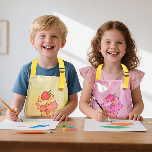 Kids Aprons with Pocket Cooking Baking Kitchen Art Cute Chef Apron for Boys Girls in Saudi Arabia