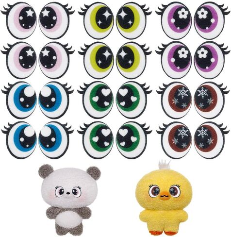 NBEADS 48 Pairs 6 Colors Felt Eyes for Crafts, 1.1inch Plush Animals Making Eyes Felt Eyes with Lashes Large Crochet Eyes for DIY Crochet Animal Making Craft in Kuwait