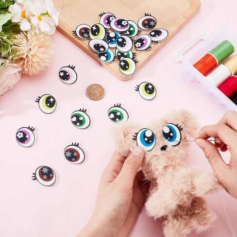 NBEADS 48 Pairs 6 Colors Felt Eyes for Crafts, 1.1inch Plush Animals Making Eyes Felt Eyes with Lashes Large Crochet Eyes for DIY Crochet Animal Making Craft in Kuwait