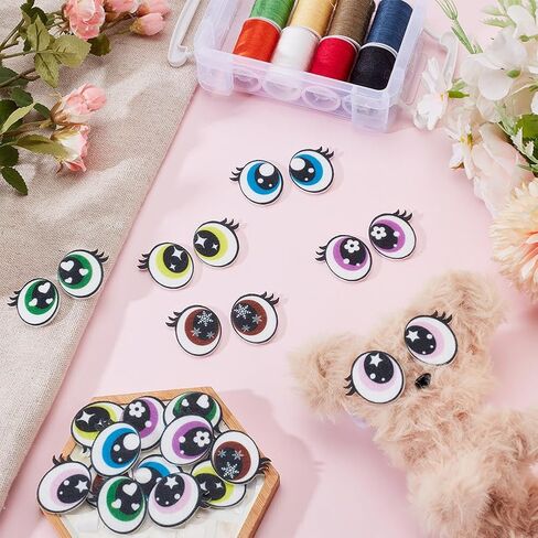 NBEADS 48 Pairs 6 Colors Felt Eyes for Crafts, 1.1inch Plush Animals Making Eyes Felt Eyes with Lashes Large Crochet Eyes for DIY Crochet Animal Making Craft in Kuwait