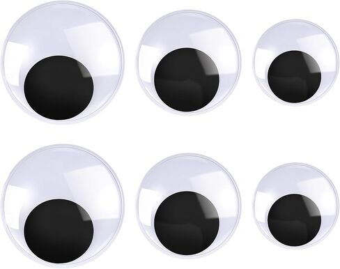 Piriuuo 6 Pieces Giant Googly Eyes, Googly Eyes Self Adhesive Large Wiggle Googly Eyes Sticker Wiggle Eyes Black White Plastic Googly Eyes for DIY Crafts Decoration (5cm, 8cm, 10cm) in Saudi Arabia
