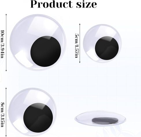 Piriuuo 6 Pieces Giant Googly Eyes, Googly Eyes Self Adhesive Large Wiggle Googly Eyes Sticker Wiggle Eyes Black White Plastic Googly Eyes for DIY Crafts Decoration (5cm, 8cm, 10cm) in Saudi Arabia