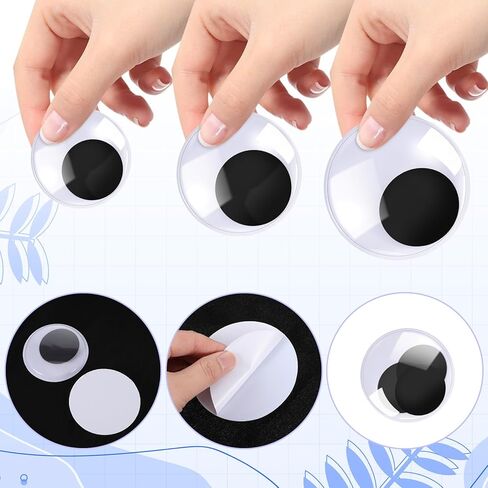 Piriuuo 6 Pieces Giant Googly Eyes, Googly Eyes Self Adhesive Large Wiggle Googly Eyes Sticker Wiggle Eyes Black White Plastic Googly Eyes for DIY Crafts Decoration (5cm, 8cm, 10cm) in Saudi Arabia