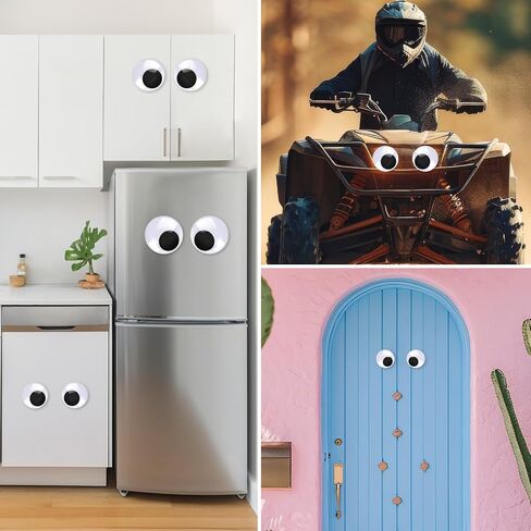 Piriuuo 6 Pieces Giant Googly Eyes, Googly Eyes Self Adhesive Large Wiggle Googly Eyes Sticker Wiggle Eyes Black White Plastic Googly Eyes for DIY Crafts Decoration (5cm, 8cm, 10cm) in Saudi Arabia