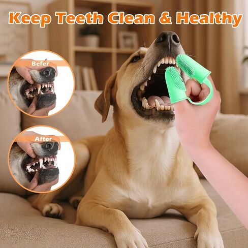 Dog Toothbrush, Dogs Tooth Brushing Kit, Cat Tooth Brush for Small to Large Dogs & Puppies, 2Pack Double Finger Toothbrush for Dog Teeth 360 Cleaning & Dental Care in Saudi Arabia