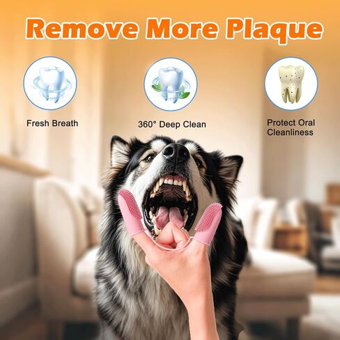 Dog Toothbrush, Dogs Tooth Brushing Kit, Cat Tooth Brush for Small to Large Dogs & Puppies, 2Pack Double Finger Toothbrush for Dog Teeth 360 Cleaning & Dental Care in Saudi Arabia