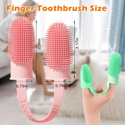 Dog Toothbrush, Dogs Tooth Brushing Kit, Cat Tooth Brush for Small to Large Dogs & Puppies, 2Pack Double Finger Toothbrush for Dog Teeth 360 Cleaning & Dental Care in Saudi Arabia