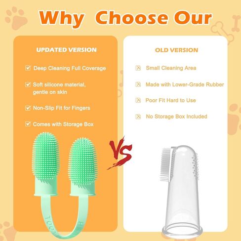 Dog Toothbrush, Dogs Tooth Brushing Kit, Cat Tooth Brush for Small to Large Dogs & Puppies, 2Pack Double Finger Toothbrush for Dog Teeth 360 Cleaning & Dental Care in Saudi Arabia