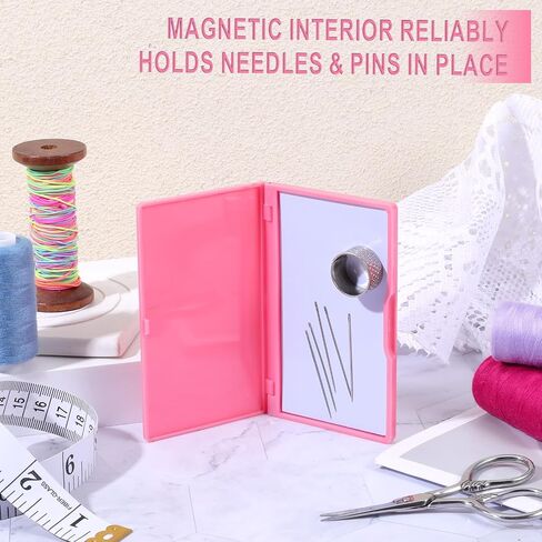 Piriuuo Magnetic Needle Case, Sewing Needle Holder Rectangle Magnetic Needles Holder Portable Sewing Needles Box Sewings Needled Storage Box Sewings Supplies Organizer for Pin Holders (Pink) in Saudi Arabia
