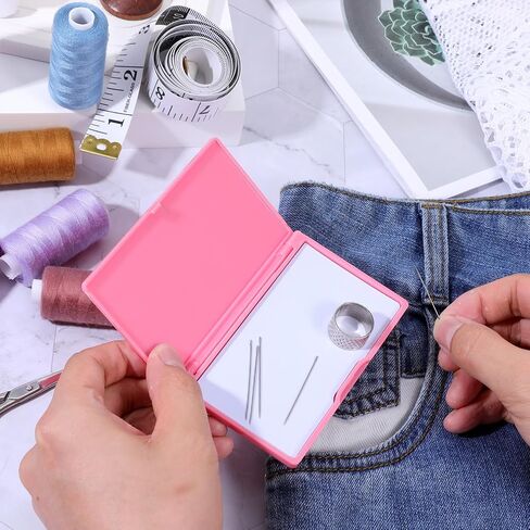 Piriuuo Magnetic Needle Case, Sewing Needle Holder Rectangle Magnetic Needles Holder Portable Sewing Needles Box Sewings Needled Storage Box Sewings Supplies Organizer for Pin Holders (Pink) in Saudi Arabia