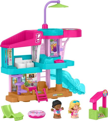 Fisher-Price Little People Toddler Toy Barbie Beach House Playset, Figures and Accessories for Preschool Pretend Play Kids Ages 18+ Months in Saudi Arabia