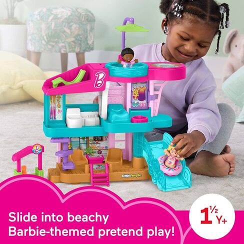 Fisher-Price Little People Toddler Toy Barbie Beach House Playset, Figures and Accessories for Preschool Pretend Play Kids Ages 18+ Months in Saudi Arabia