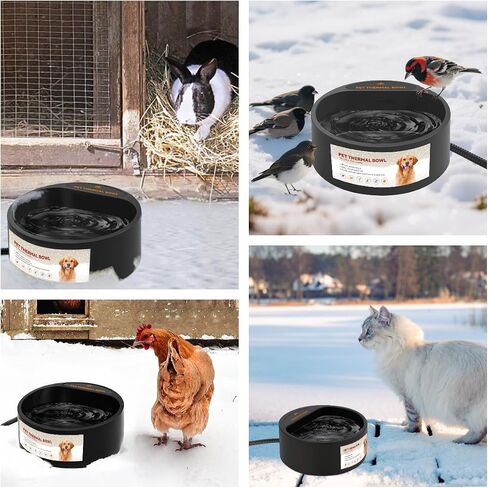 Dog Heated Water Bowl for Outdoor No Freeze Water Bowl with Chew Resistant Cord, 2.2L, Black in Kuwait