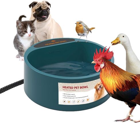 Dog Heated Water Bowl for Outdoor No Freeze Water Bowl with Chew Resistant Cord, 2.2L, Black in Kuwait