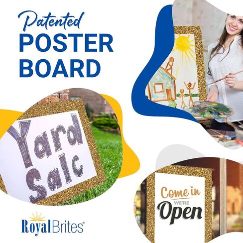 Royal Brites Ultra Brite Gold Glitter Frame White Poster Board, 22 x 28 Inches (25 Sheet Pack) in Saudi Arabia