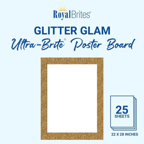 Royal Brites Ultra Brite Gold Glitter Frame White Poster Board, 22 x 28 Inches (25 Sheet Pack) in Saudi Arabia