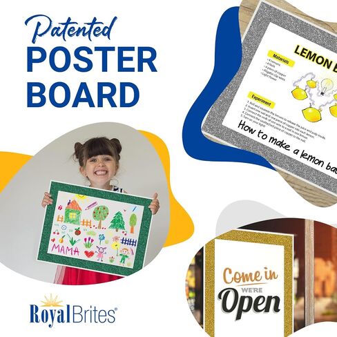 Royal Brites Ultra Brite Gold Glitter Frame White Poster Board, 22 x 28 Inches (25 Sheet Pack) in Saudi Arabia