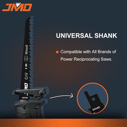 JMD 10-Piece S644D Reciprocating Saw Blades Wood 6TPI Reciprocating Saw Blade Set for Wood 152mm Wood Cutting Saw Blades Compatible with Bosch Dewalt Makita etc in Kuwait