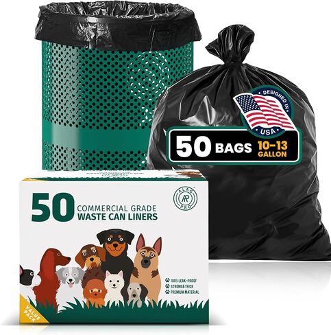 ALAGPRO® 50 Premium Dog Waste Station Can Liners -1 Roll of 50 bags - Standard Size 26" W x 33" L (10-13 gallons) - Heavy Duty Pet Poop Trash Can Bags, 40% Thicker than Competitors Bags (1.1 mil) in Saudi Arabia