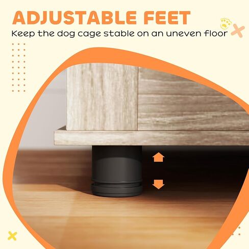 Pawhut Dog Crate Furniture ، 39 "Cog Cennel Side Table With 2 Doors ، Fast Foot Fats ، Discorative Pet Cage للكلاب الكبيرة ، Brown Walnut Brown in Saudi Arabia