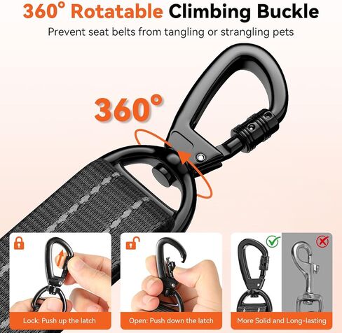 حزام مقعد الكلب ، حزام مقعد للكلب ، حزام مقعد ، تسخير سيارة للحيوانات الأليفة مع إبزيم وربط الخطاف ، مركبة مقود أمان ، حبل مركبة للحيوانات الأليفة القابلة للتعديل ، قفل دوارة 360 درجة ، أسود in Kuwait