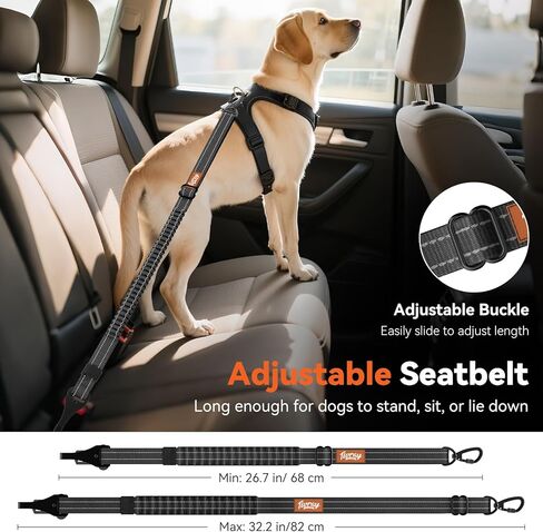 حزام مقعد الكلب ، حزام مقعد للكلب ، حزام مقعد ، تسخير سيارة للحيوانات الأليفة مع إبزيم وربط الخطاف ، مركبة مقود أمان ، حبل مركبة للحيوانات الأليفة القابلة للتعديل ، قفل دوارة 360 درجة ، أسود in Kuwait