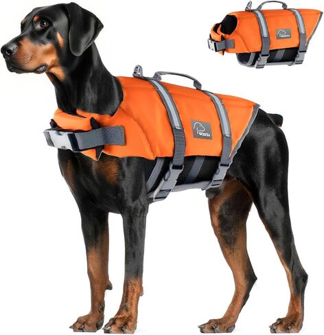 Dog Life Jacket with Reflective Stripes,High-Buoyancy Dog Life Vest, Pet Safety Swimsuit Preserver for Swimming Pool Beach Boating (L) in Saudi Arabia