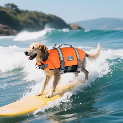 Dog Life Jacket with Reflective Stripes,High-Buoyancy Dog Life Vest, Pet Safety Swimsuit Preserver for Swimming Pool Beach Boating (L) in Saudi Arabia