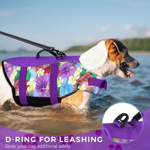 Dog Life Jacket Small, High Flotation Dog Life Vest for Swimming Boating, Hawaiian Reflective Puppy Swim Vest, Adjustable Safety Dogs Floating Vests with Superior Buoyancy and Rescue Handle in Saudi Arabia