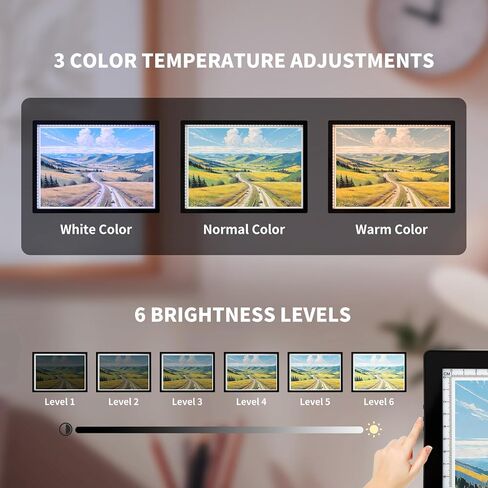 Rechargeable A3 LED Light Pad, 6-Levels Brightness & Adjustable Stand for Diamond Painting, Tracing, Art Large Drawing Board with Clip (16.5"x11.7") in Kuwait