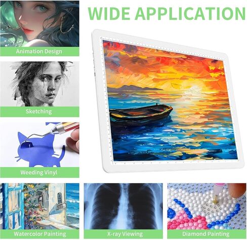 KOBAIBAN A3 Magnetic Light Pad with Bag, Rechargeable Diamond Art Light Board with Side Physical Buttons, 3 Color Light Modes Super Bright Light Table Light Box for Tracing, Drawing, Sketching (White) in Saudi Arabia