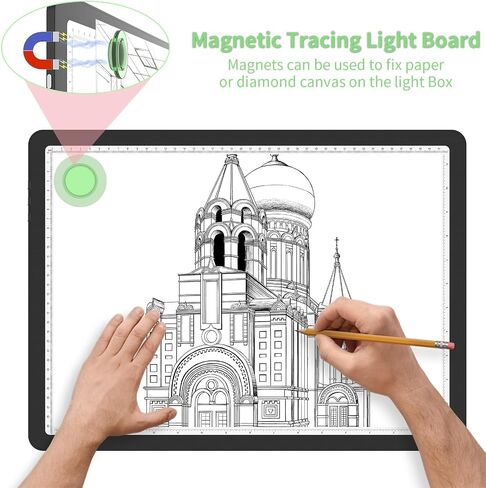 KOBAIBAN A3 Magnetic Light Pad with Bag, Rechargeable Diamond Art Light Board with Side Physical Buttons, 3 Color Light Modes Super Bright Light Table Light Box for Tracing, Drawing, Sketching (White) in Saudi Arabia