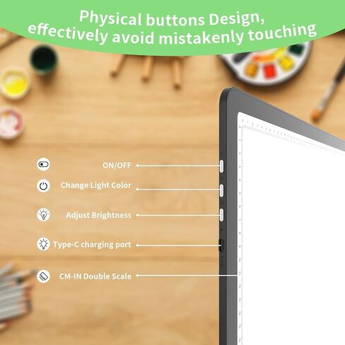 KOBAIBAN A3 Magnetic Light Pad with Bag, Rechargeable Diamond Art Light Board with Side Physical Buttons, 3 Color Light Modes Super Bright Light Table Light Box for Tracing, Drawing, Sketching (White) in Saudi Arabia