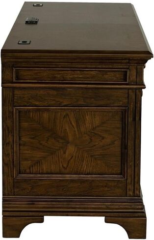 Pemberly Row 66" Wood 5-Drawers Credenza Office Desk in Burnish Oak in Saudi Arabia