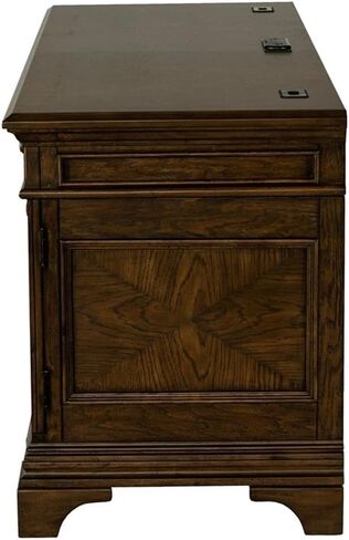 Pemberly Row 66" Wood 5-Drawers Credenza Office Desk in Burnish Oak in Saudi Arabia
