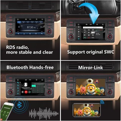 ستيريو سيارة LXKLSZ لسيارة BMW E46 3 Series 1999-2004 متوافق مع Carplay اللاسلكي/Android Auto مع شاشة لمس IPS 7 بوصة/بلوتوث/وصلة مرآة/FM/AM/USB/طاقة عالية in Kuwait