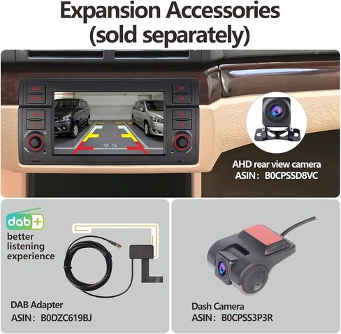 ستيريو سيارة LXKLSZ لسيارة BMW E46 3 Series 1999-2004 متوافق مع Carplay اللاسلكي/Android Auto مع شاشة لمس IPS 7 بوصة/بلوتوث/وصلة مرآة/FM/AM/USB/طاقة عالية in Kuwait