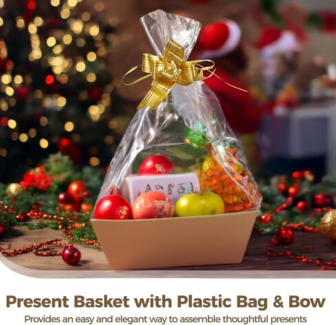 Homaisson 8 PCS Gift Baskets Empty with Bags and Bows, 10 x 12 x 4.5 in Kraft Paper Boxes for Present Wrapping, Wine Packaging, Party Favors, Christmas, Birthday, Wedding, Market Display in Saudi Arabia