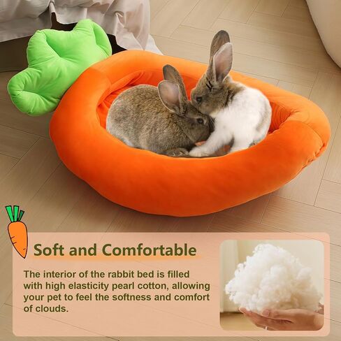 Bunny Bed, Rabbit Bed Carrot Shape, Soft & Machine Washable with Removable Cushion for Guinea Pig Chinchilla Squirrel Hedgehog and Other Small Animals (Carrot Shape) in Kuwait