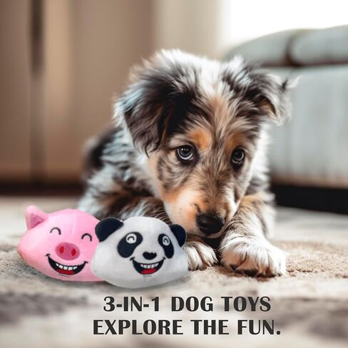 Jalousie Extra-Large Dog Squeaky Toy Interactive Rope Plush Toy for Small Medium Large Breeds Durable Dog Chew Toy (3 Pack 2-in-1 Toys) in Kuwait