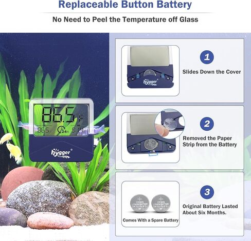 hygger Digital Aquarium Thermometer Records Max Min Temperature Sensor Gauge with LCD Display Stickable Fish Tank Thermometer for Saltwater, Freshwater, Fish, Amphibians, Reptiles in Saudi Arabia