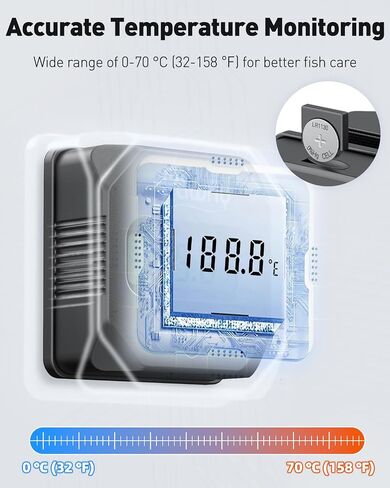 Pawfly Aquarium Magnet Glass Cleaner مع مقياس حرارة رقمي ، 2 في 1 فرشاة مغناطيسات حرارة ، مكشقة طحالب صغيرة بحجم 2 بوصة لأحواض السمك ، فرشاة مغناطيسية قوية لخزانات الأسماك الزجاجية تصل إلى 20 جالون in Kuwait