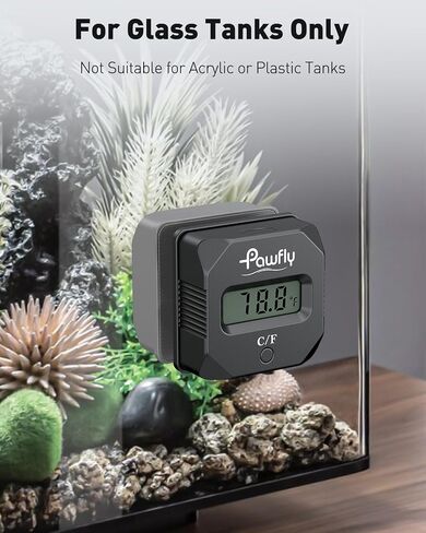 Pawfly Aquarium Magnet Glass Cleaner مع مقياس حرارة رقمي ، 2 في 1 فرشاة مغناطيسات حرارة ، مكشقة طحالب صغيرة بحجم 2 بوصة لأحواض السمك ، فرشاة مغناطيسية قوية لخزانات الأسماك الزجاجية تصل إلى 20 جالون in Kuwait