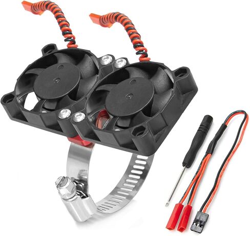 RC Cooling Fan Heat Sink Motor Cooling Dual Fan 22000 RPM with Adjustable Mount 40-50mm for 1/7 1/8 1/10 RC Crawler Car 4284 4985 1717 Motor Heat Sink in Saudi Arabia