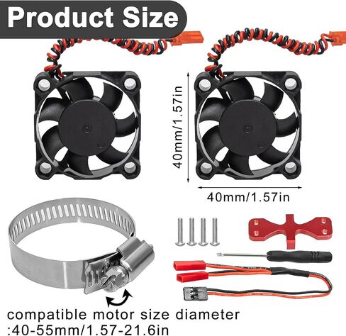 RC Cooling Fan Heat Sink Motor Cooling Dual Fan 22000 RPM with Adjustable Mount 40-50mm for 1/7 1/8 1/10 RC Crawler Car 4284 4985 1717 Motor Heat Sink in Saudi Arabia