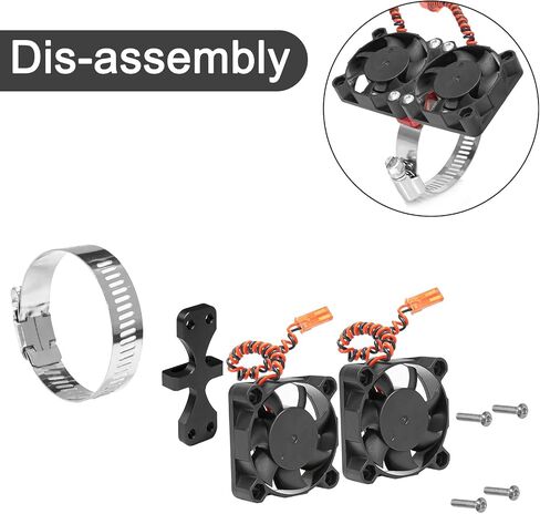 RC Cooling Fan Heat Sink Motor Cooling Dual Fan 22000 RPM with Adjustable Mount 40-50mm for 1/7 1/8 1/10 RC Crawler Car 4284 4985 1717 Motor Heat Sink in Saudi Arabia