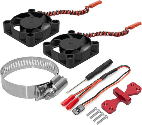 RC Cooling Fan Heat Sink Motor Cooling Dual Fan 22000 RPM with Adjustable Mount 40-50mm for 1/7 1/8 1/10 RC Crawler Car 4284 4985 1717 Motor Heat Sink in Saudi Arabia