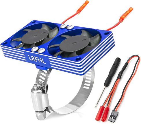 RC Cooling Fan Heat Sink Motor Cooling Dual Fan 22000 RPM with Adjustable Mount 40-50mm for 1/7 1/8 1/10 RC Crawler Car 4284 4985 1717 Motor Heat Sink in Saudi Arabia