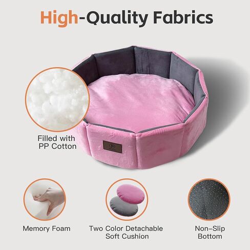 Cat Bed Kitten Bed, Washable Round Cat Beds for Indoor Cats, Super Soft Faux Rabbit Fur Small Kitten Bed for Puppy and kitten, Fluffy Inner Mat Filling Memory Foam with Anti-Slip Bottom (Gray) in Kuwait