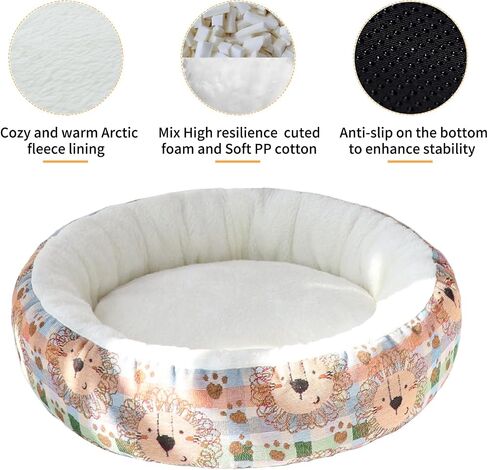 Circular Calming Dog & Cat Bed Anti-Anxiety Washable with Anti Slip Backing Donut Cuddler with Cute Jacquard Patterns for Cat and Small Puppy (XS-20in, Sunflower) in Saudi Arabia